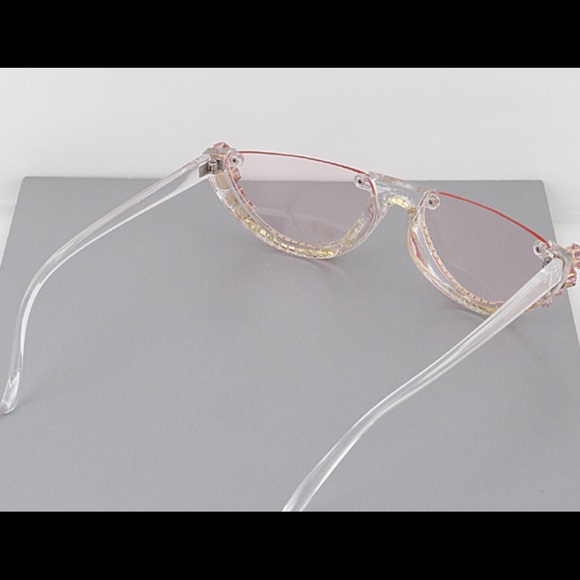 CRYSTAL PINK HALF MOON SUNGLASSES - Picture 4 of 4
